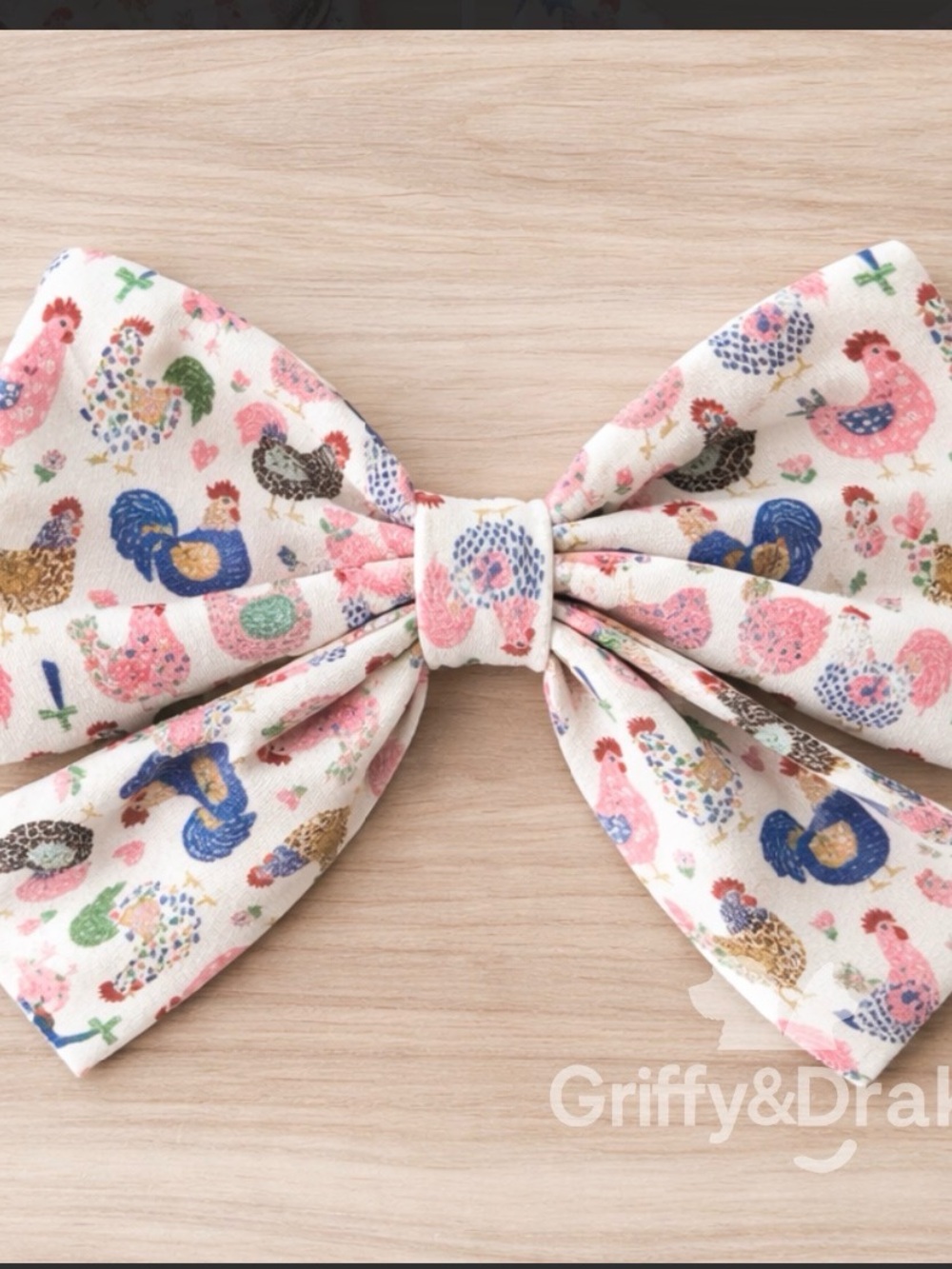 Griffy & Drake Rooster Print Pet Bow